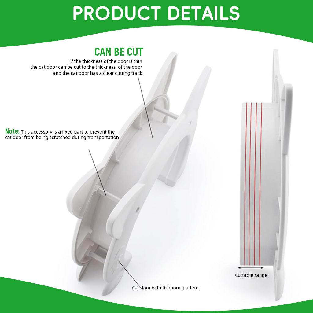 Qpets Cat Door for Interior Door Cute Cat Ear Shaped Cat Door No Flap Cat Door for Room Door Free in and Out, XL