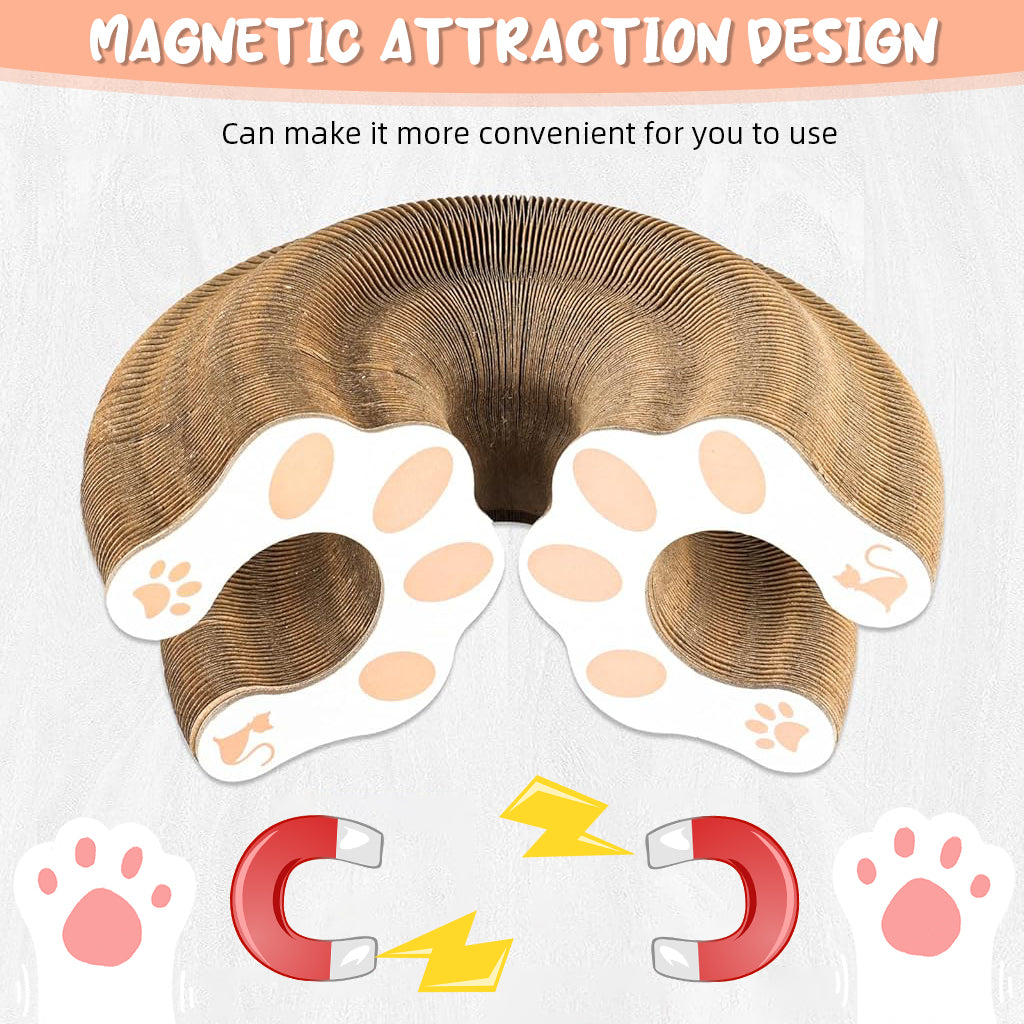 Qpets Cat Toy Folding Cat Scratching Board Toy Corrugated Hard Paper Transformable Cat Scratching Board with Magnetic Ends Space Saving Cat Scratching Toy