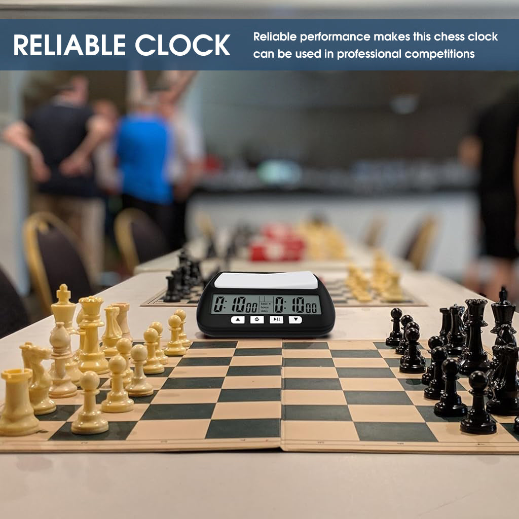 ZIBUYU Digital Chess Clock Timer,Chess Timer for Board Games,Professional Chess Timer with Bonus Delay Count Down Up Function,Batteries Not Included