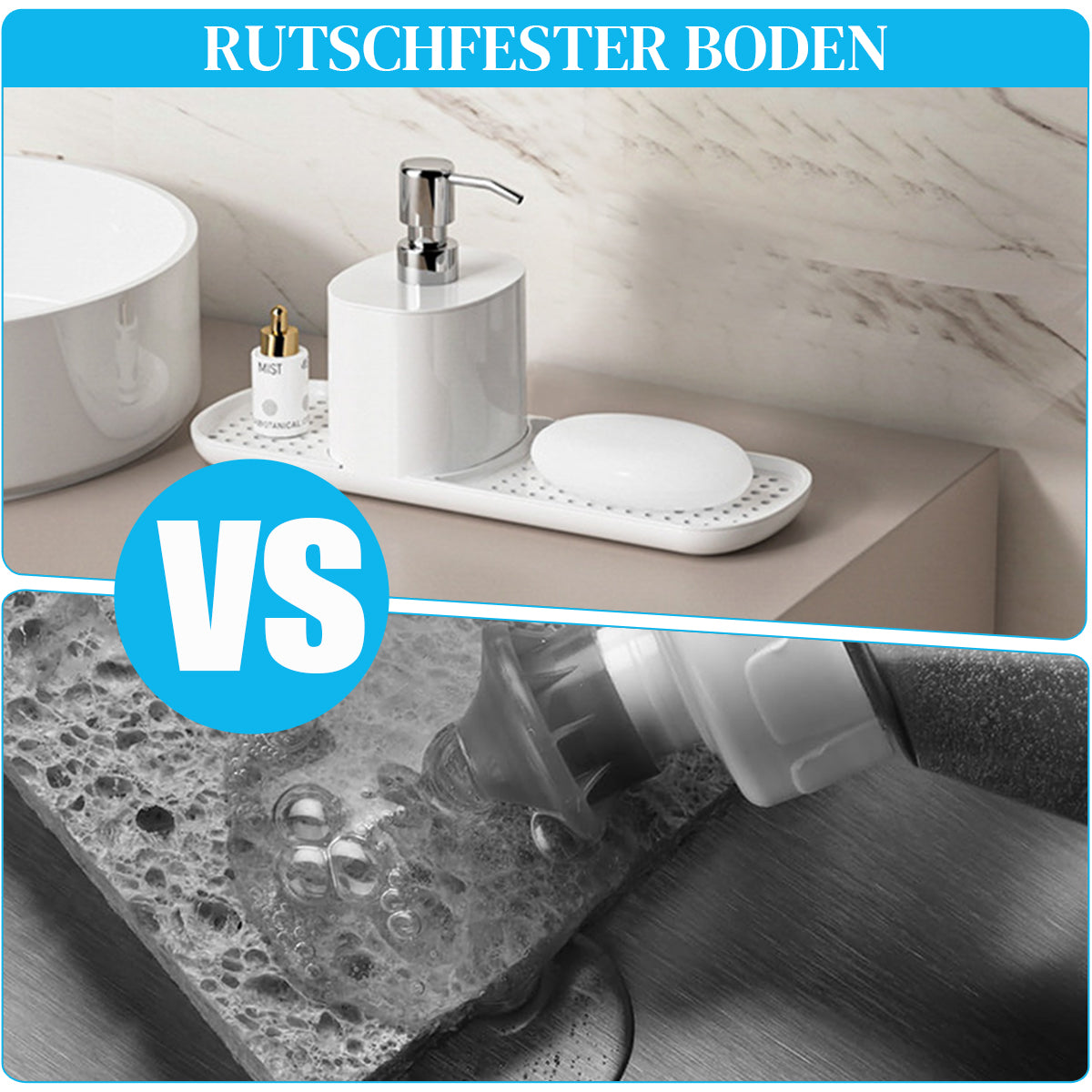 HASTHIP Kitchen Soap Dispenser 2 In 1 Cleanser Dispenser with Sponge Drain Rack Kitchen Detergent Dispenser Multipurpose Bathroom Liquid Hand Soap Hand Dispenser Bar Soap Holder