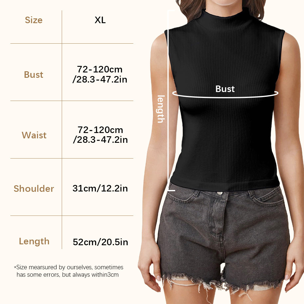 SANNIDHI Women's Sleeveless Ribbed Tank Top, Womens Sleeveless Racerback Summer High Neck Casual Basic Cami Top Shirt Slim Knit Ribbed Racerback Blouses, XL