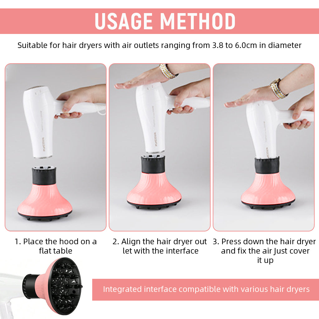 MAYCREATE Hair Dryer Diffuser, Universal Hair Diffuser Adaptable Hair Dryer Attachment for Blow Dryer Nozzles from 1.5 to 2.3 inch Diameter for Natural Thick Hair