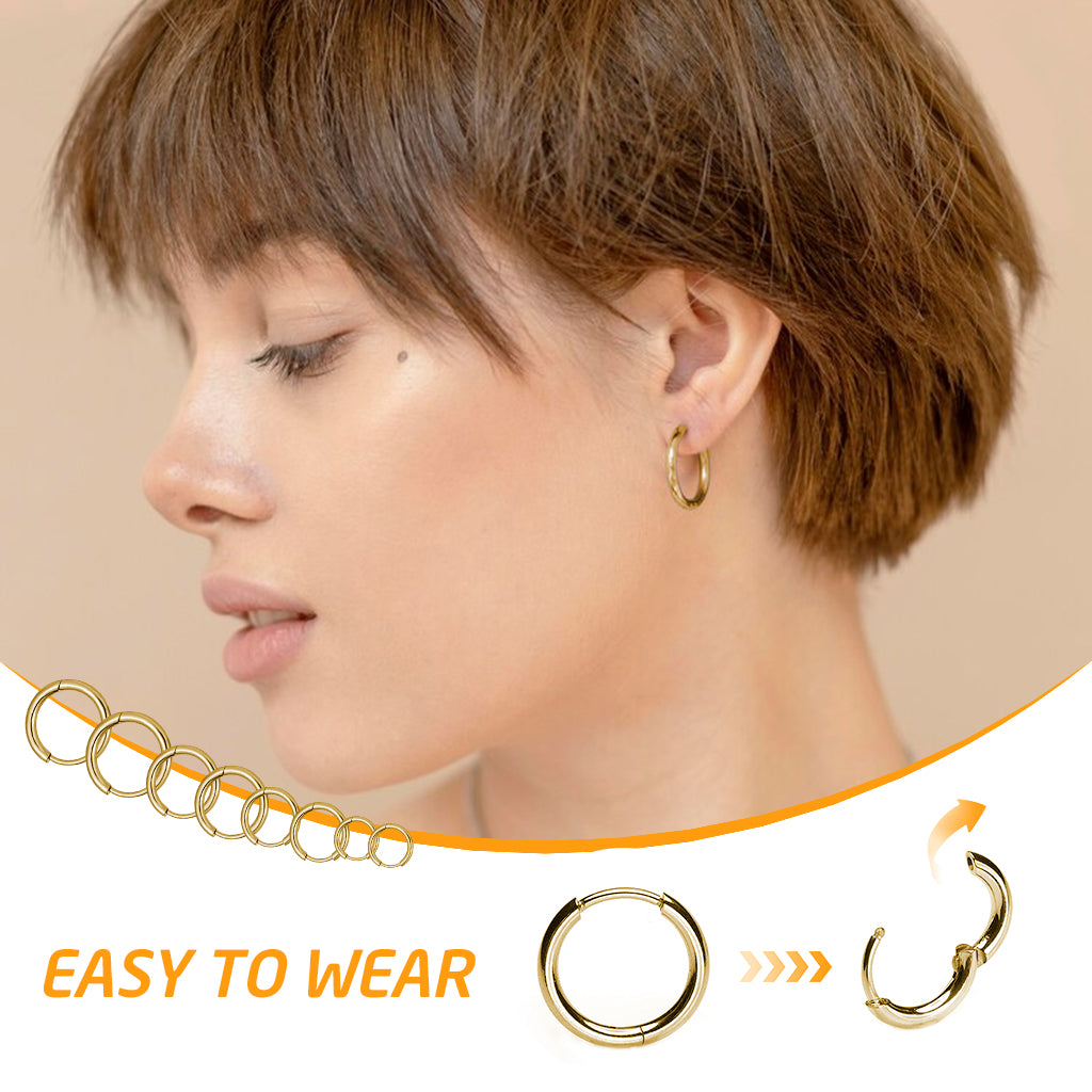 SANNIDHI 4 Pairs Hoops Earrings for Women Men Stylish Gold Stainless Steel Hoop Earrings 8mm/10mm/12mm/14mm Hoop Ear Rings Fashion Couple Jewellery Earrings set Birthday Gift for Men Women Girls
