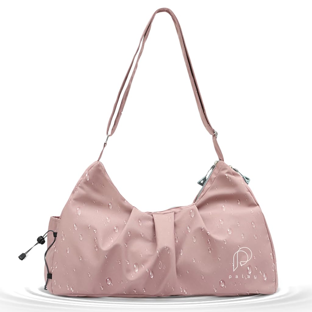 PALAY Women Gym Bag Fashion Nylon Gym Bag with Shoe Compartment Duffle Bag Travel Shoulder Bag Multifunctional Gym Bag Waterproof Day Pack Shoulder Bag Gym Bag with Adjustable Shoulder Strap, Pink