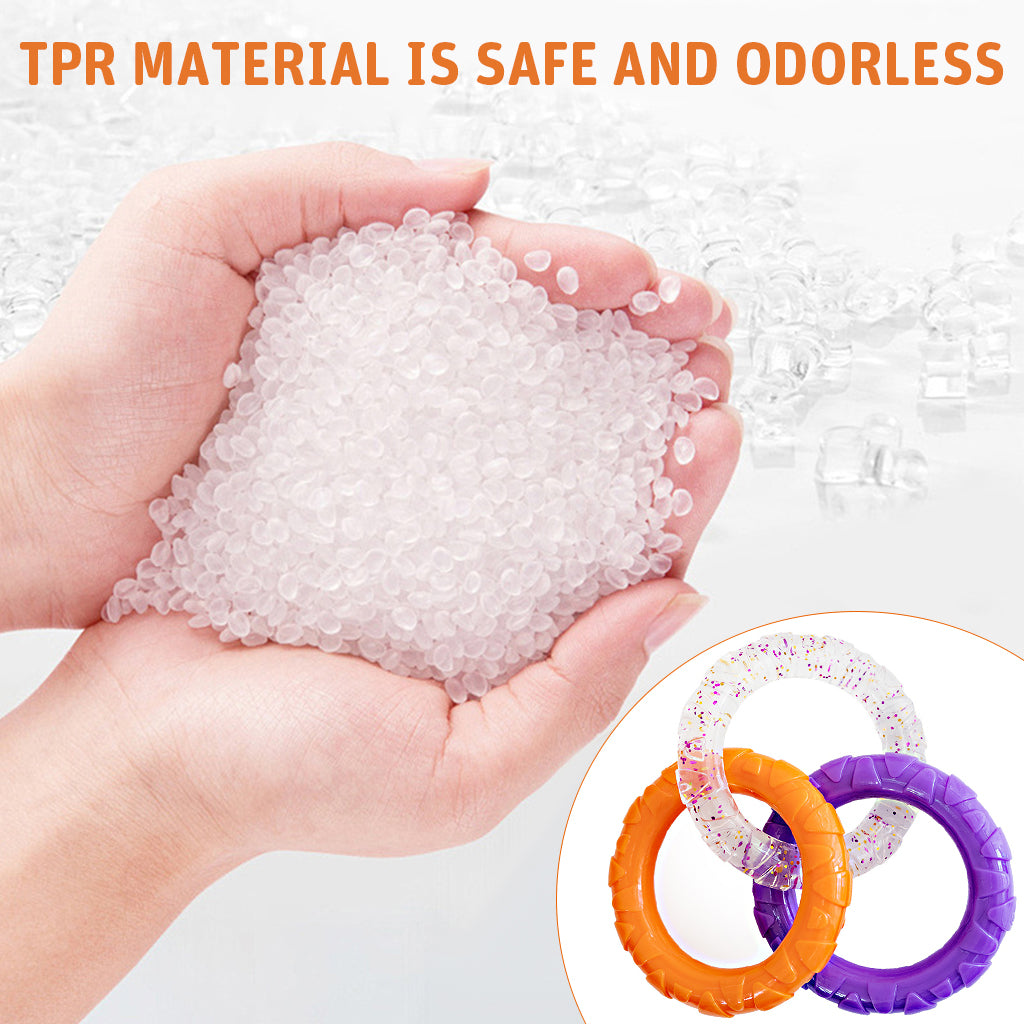 Qpets TPR Dog Tug Toy Chewing Toys 3.54 inches Dia Interlinked Tri-ring Tear-Resistant Dog Toy