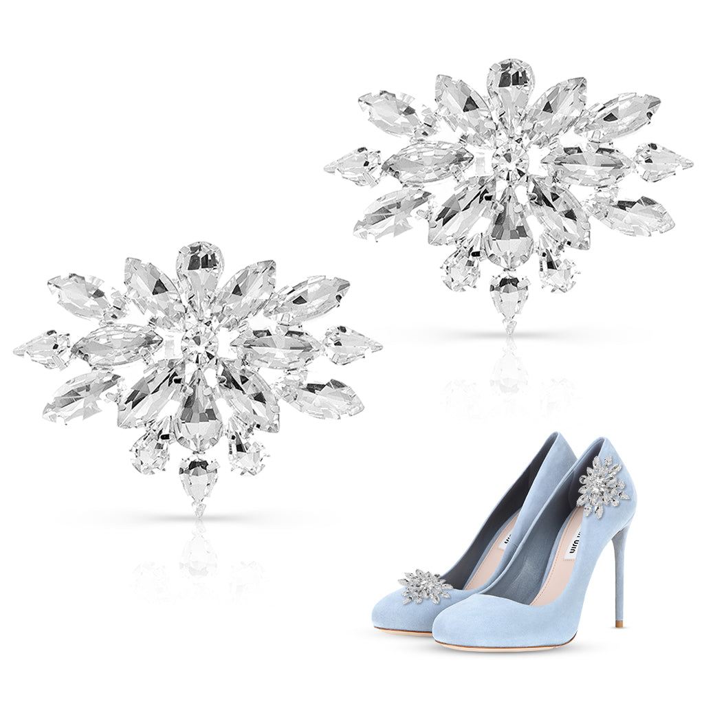 MAYCREATE 2Pcs Shoe Clips Charms for Women, Crystal Rhinestone Shoe Decoration, Detachable Rhinestone Crystal Shoe Buckle Clips, Bridal Wedding Prom Party High Heels Accessories
