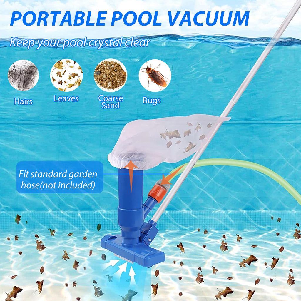 HASTHIP® Pool Cleaning Brush Kit Assembly Pool Vacuum Cleaning kit with Brush Cleaning Head & Filter Bag Sparkling Pool Cleaning Kit