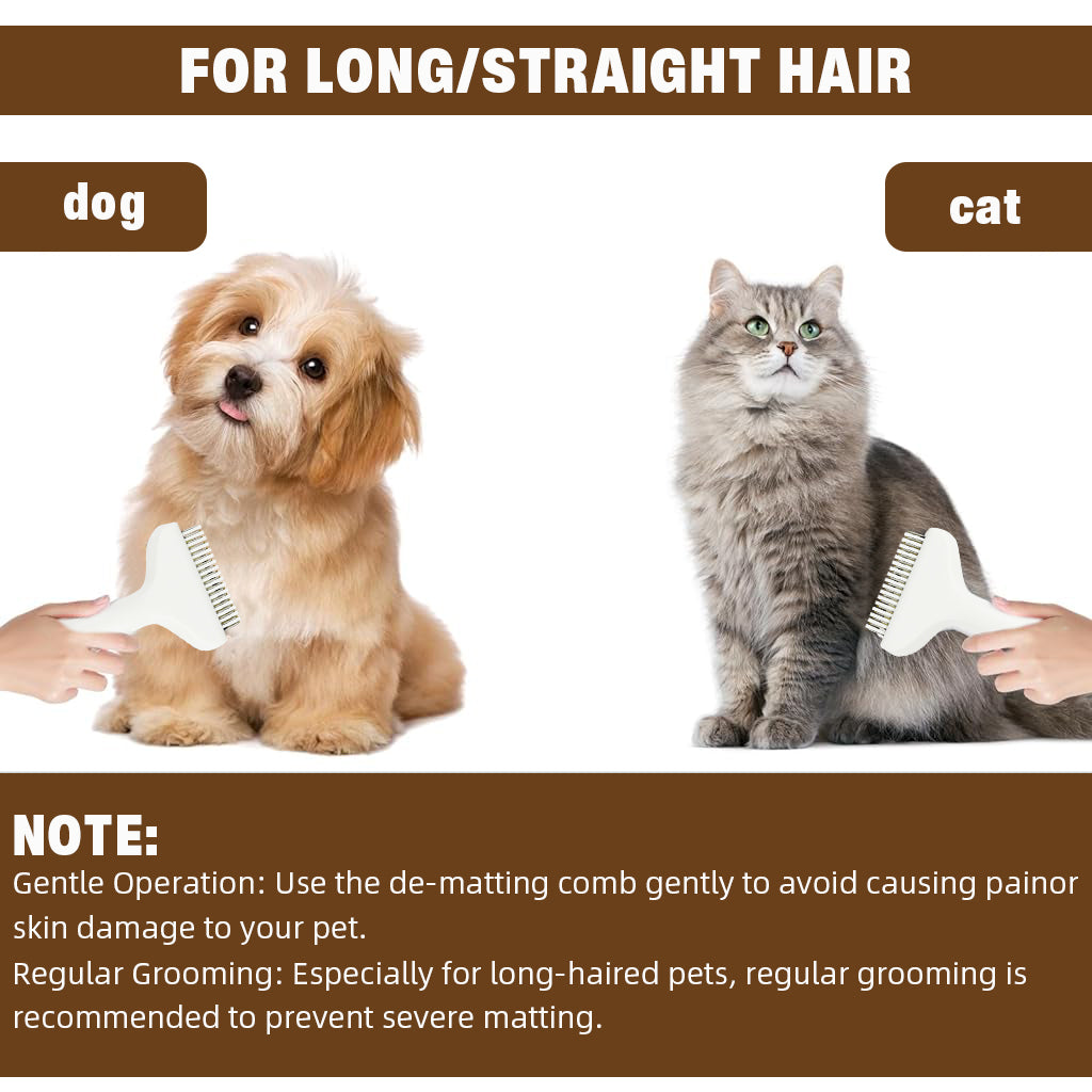 Qpets Pet Grooming Brush Deshedding Hair Brush Self-cleaning Slicker Brush Underfur Rake Untangling Brush for Small Knots and Mats Dog Cat Hair Grooming Brush