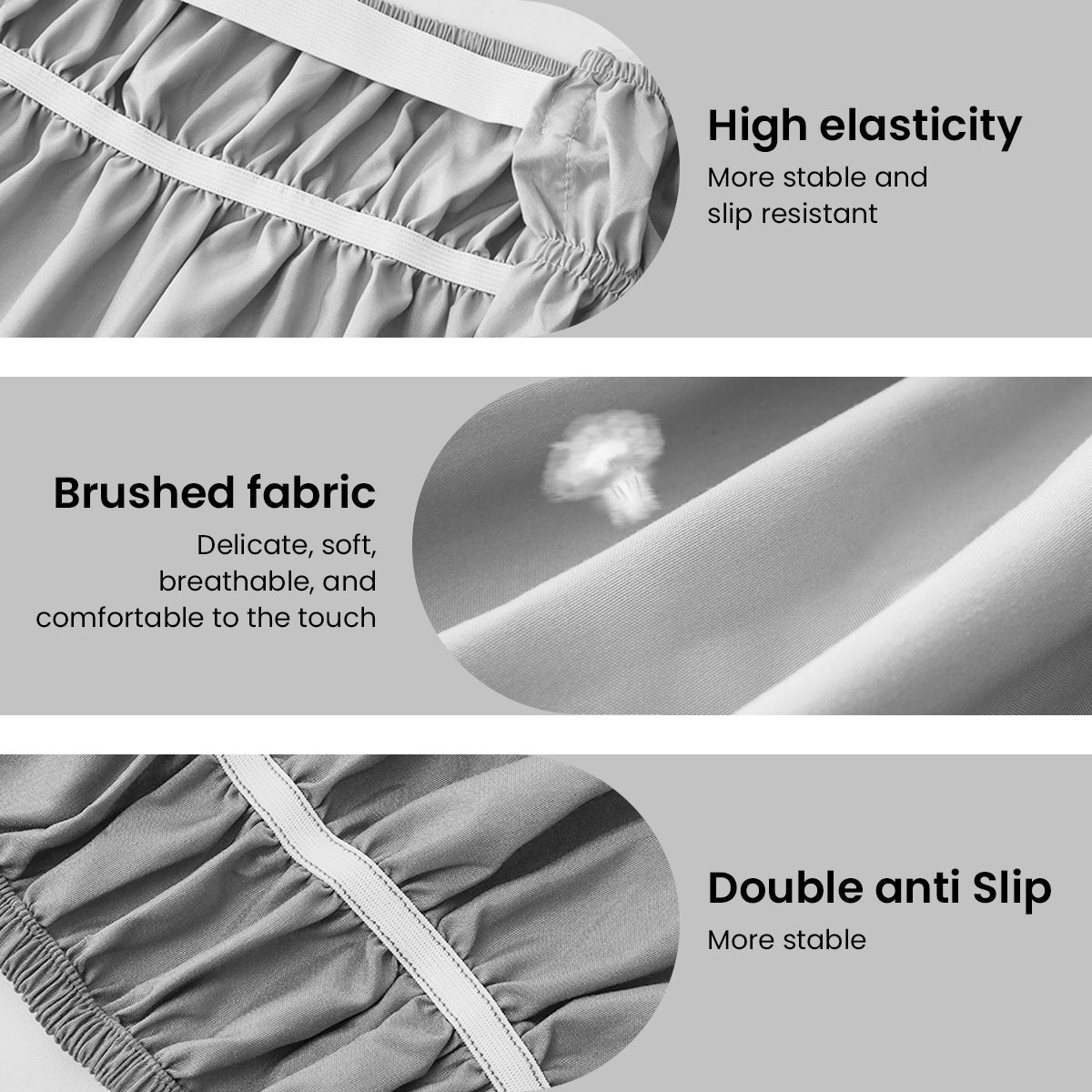 HASTHIP Pleated Bed Skirt for Double Bed 15 inches Grey Double Bed Skirt Minimalism Dust Skirt for Bedroom Ruffled Bed Skirt for 75x39 inches Double Bed