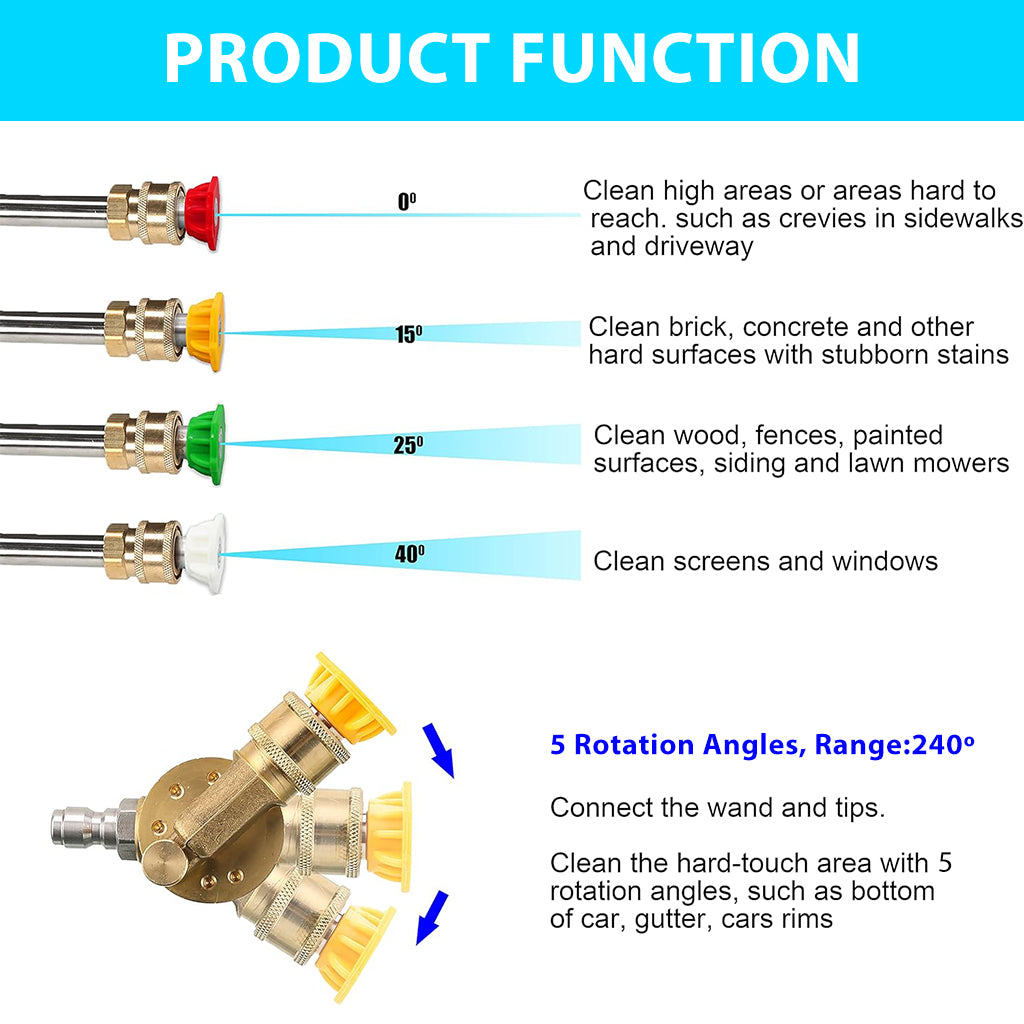 HASTHIP Pressure Washer Accessories Kit Flexible Washer Spray Nozzles Adapter & 4Pcs Washer Spray Nozzles Quick Connect Washer Nozzles Universal 1/4 Inch Quick Connect Pressure Washer Accessories