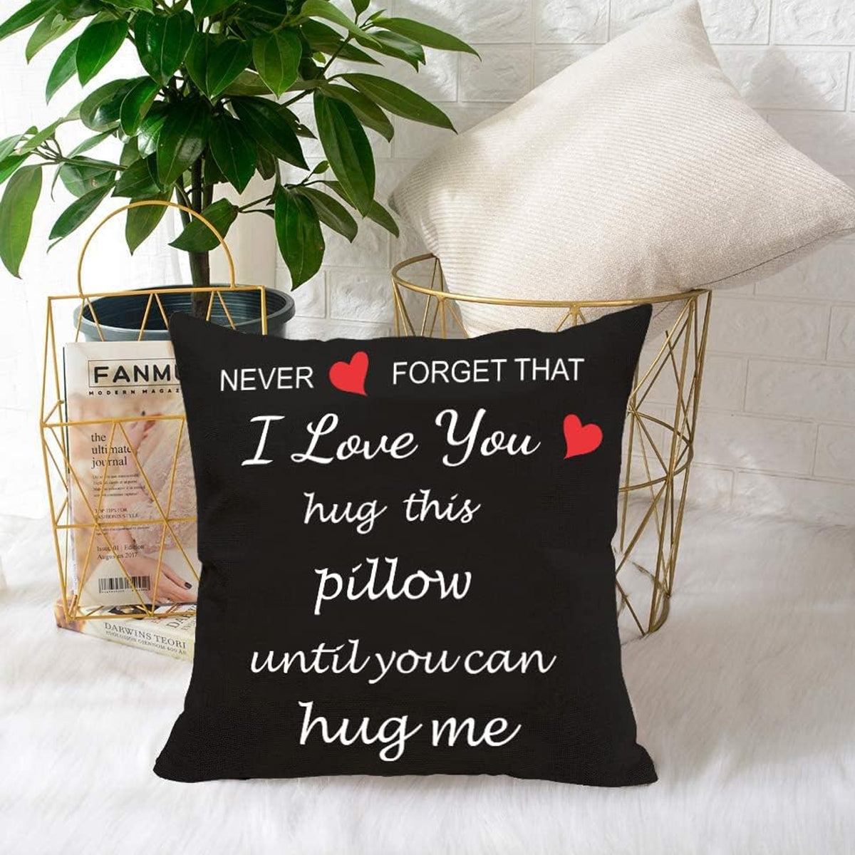 HASTHIP Lover Throw Pillow Cover Romantic Letter Print Flax Throw Pillow Cover 15.7x15.7inches Square Couch Pillow Cover, 1pcs, No Insert