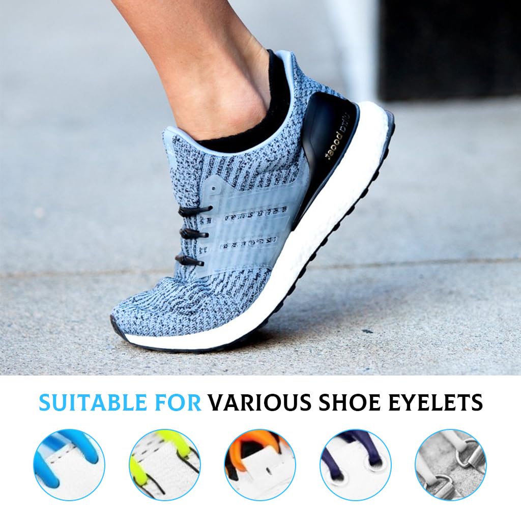 MAYCREATE 24pcs Shoelaces Replacements No Loose Silicone Sneaker Shoelaces Tie-Free Snap Closure Shoelaces 4.5 Inches Elastic Silicone Shoelaces for Sneakers, Casual Shoes