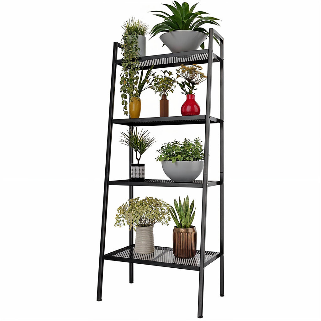 HASTHIP 4-Tier Metal Plant Stand for Balcony - Flower Pot Stand for Balcony - Modern Planter Stand for Living Room - Indoor/Outdoor Flower Pot Shelf/Pot Holder - Vertical Garden Home Decor Items
