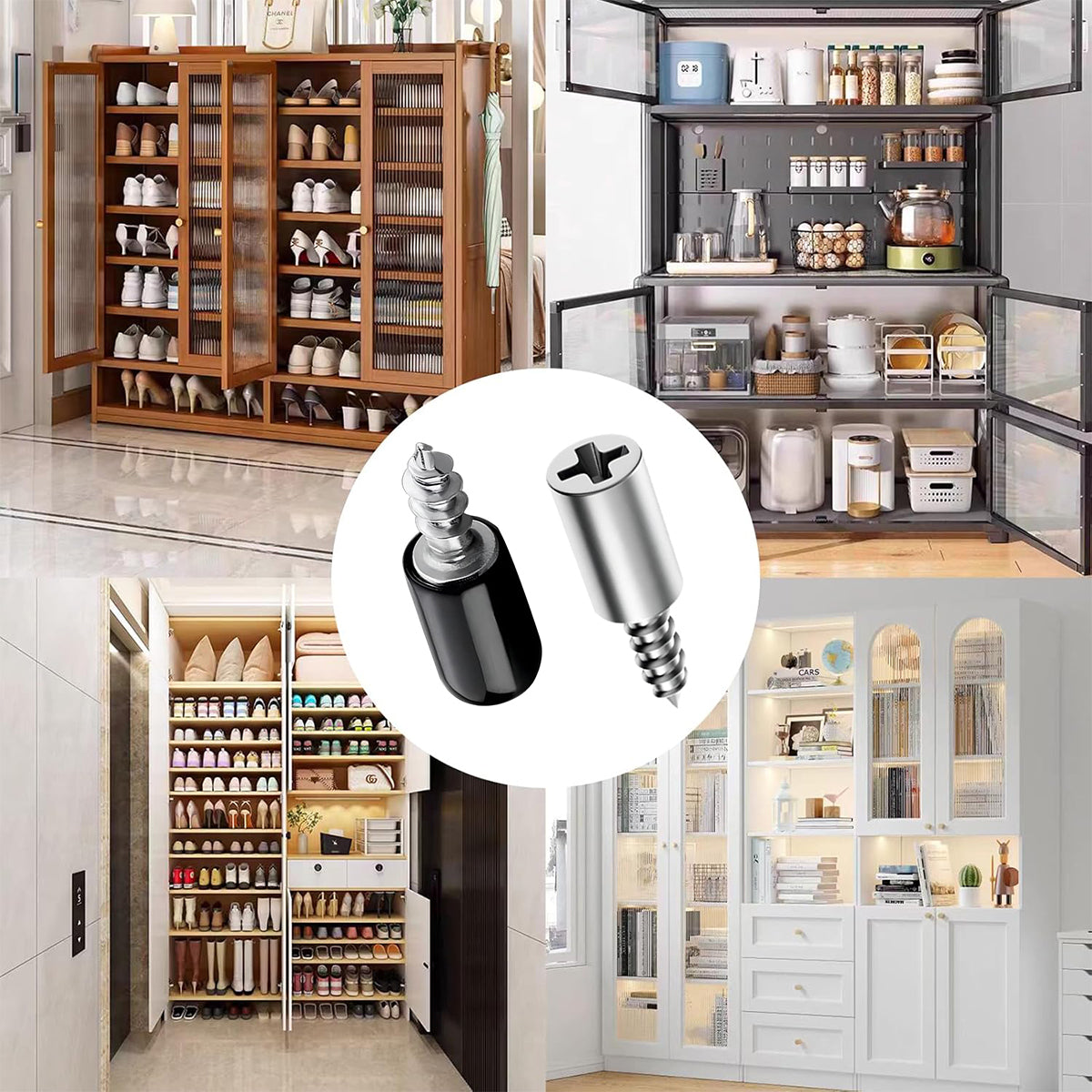 HASTHIP Shelf Support Pegs, Shelf Pins with Anti-Slip Silicone Sleeve, Pegs for Shelves for Kitchen Cabinet, Cupboard, Bookcase, Closet and Wooden Case (Black)