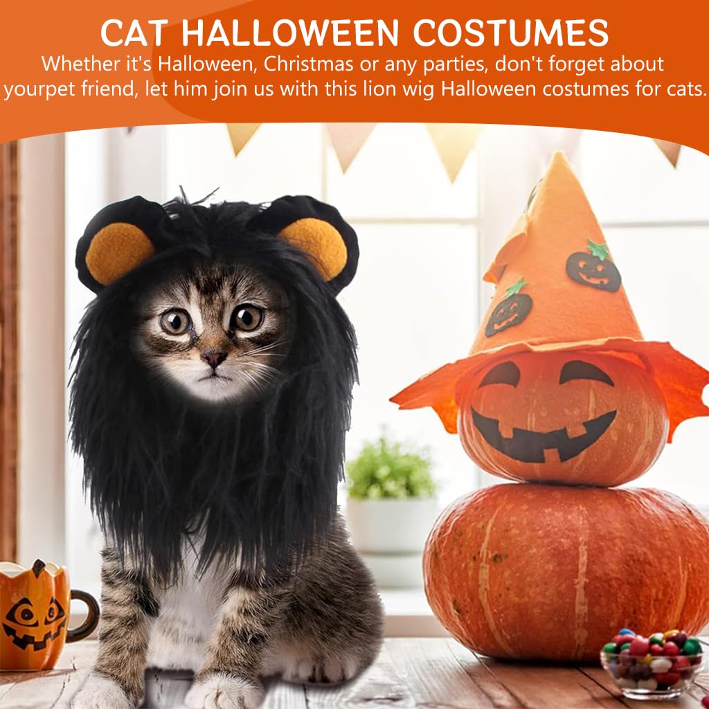Qpets Lion Costume, Halloween Lion Mane Costume for Cat Wig for Cat Christmas Halloween Funny Headwear for Puppy, Kitten, Cat Festival Headwear