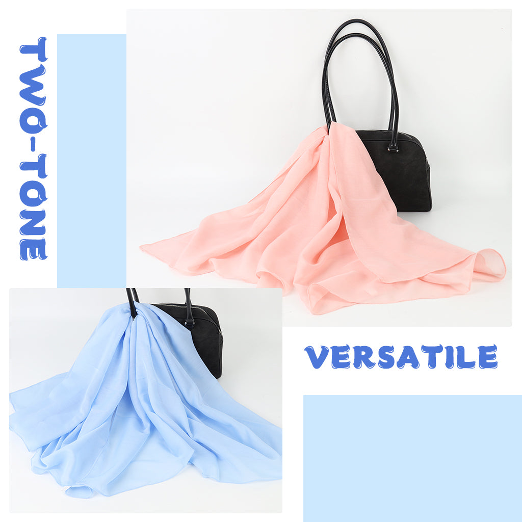 SANNIDHI 2pcs Head Scarf for Women Stylish, Hijab Hair Scarf for Women, 38 In Square Silk Scarf for Women, Soft Polyester Headwrap Scarf for Women for Head Gift for Women (Pink & Blue)