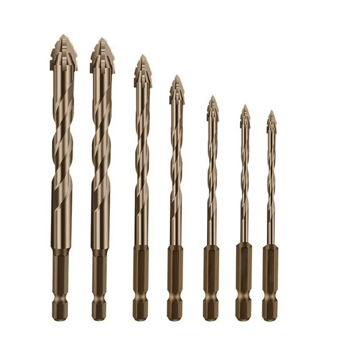 Serplex 7Pcs Alloy Steel Carbide Drill Bits for Ceramic Tiles, Ceramic, Glass, Marble, Concrete, 3/4/5/6/8/10/12mm High Impact 4-Edge Sawtooth Power Drill Bits Hex Shank Hole Opener Drill Bit