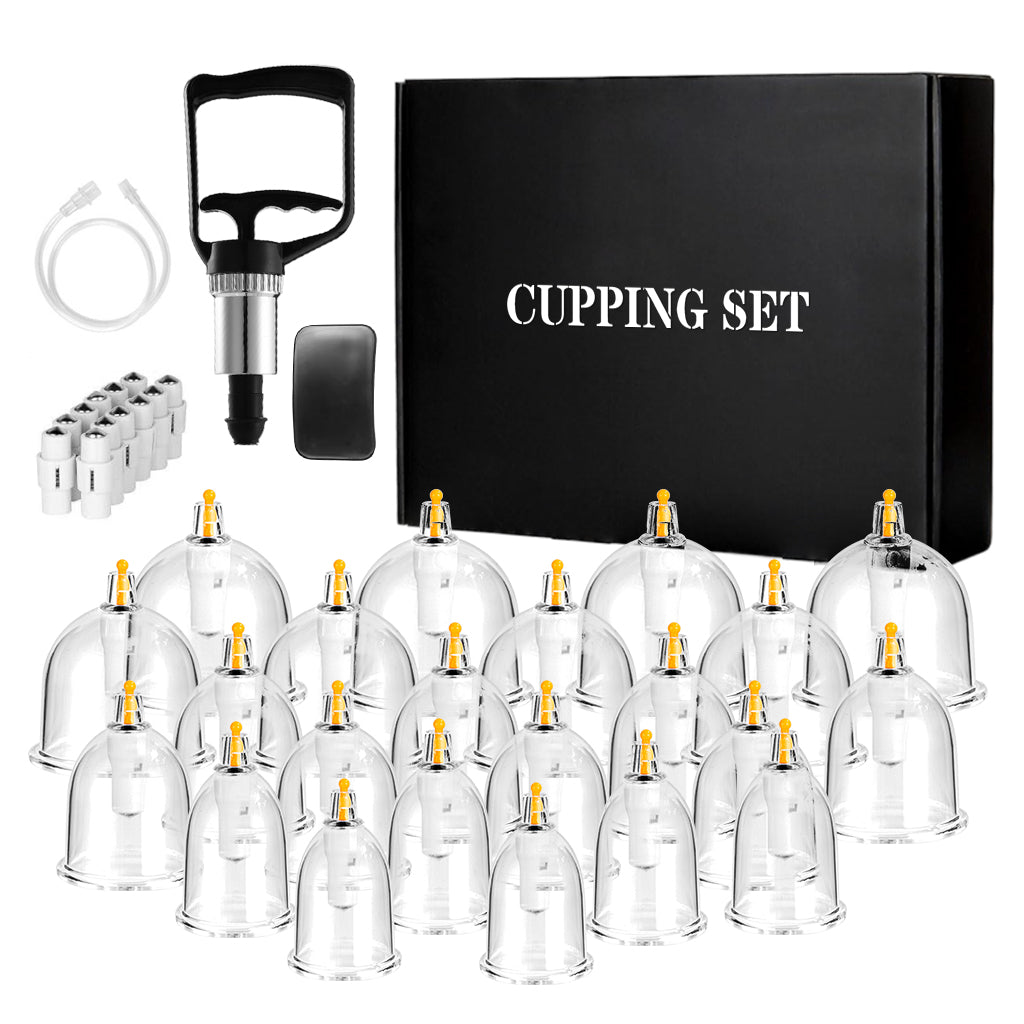 HANNEA Vacuum Cupping Kit, Cupping Therapy Set Relieves Aches and Pains, Improves Circulation, Home Therapy Vacuum Cupping Tool Kit with Assorted Sized Silicone Cups & Manual Pump