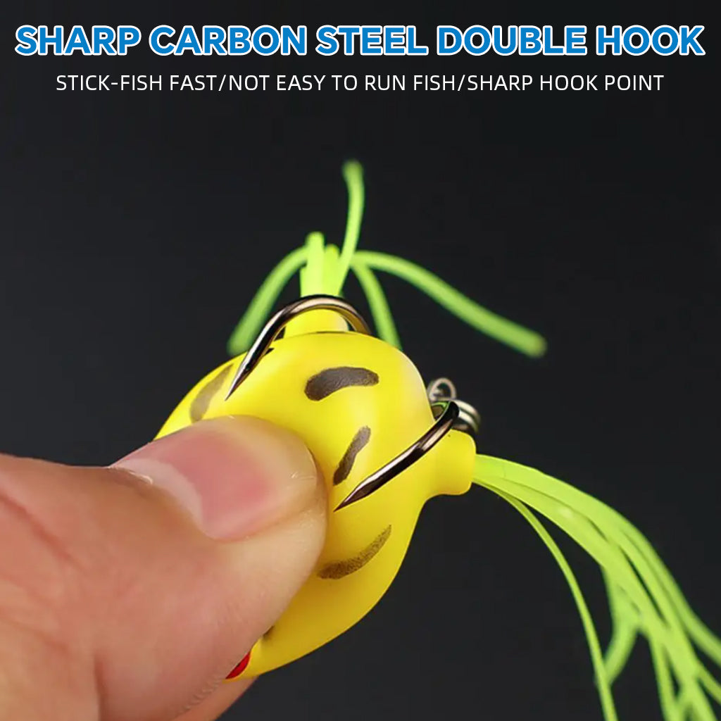 Proberos 5Pcs Fish Lures Realistic Frog Fishing Baits 3cm Tailed Froggy Baits with Shining Metal Sheet Anti-escape Sharp Barbs Soft Silicone Colorful Realistic Frog Lures