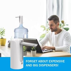 HASTHIP Automatic Water Dispenser Pump Portable Wireless Water Pump Water Dispenser for 20 Litre Bottle with LED Digital Display, Smart Touch, Rechargeable Battery&Foldable Water Pump for Home Office