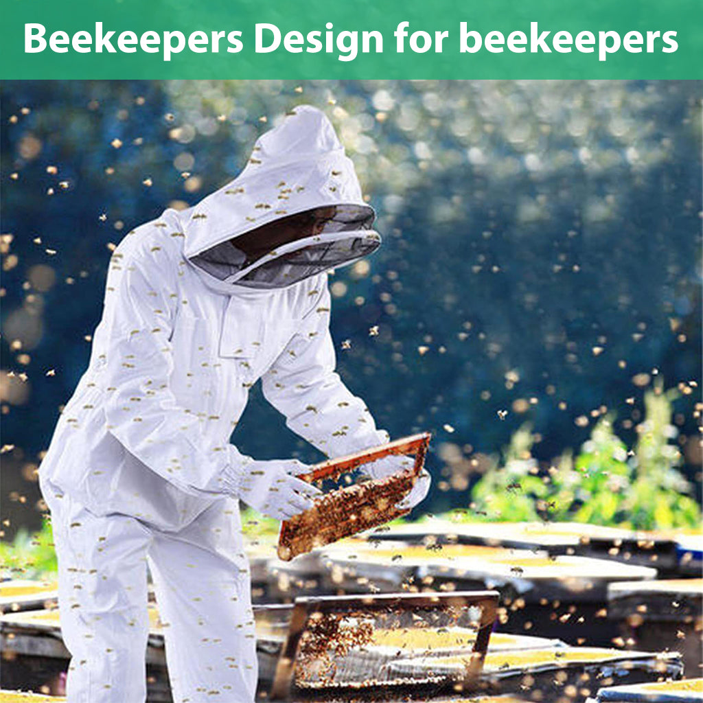 HASTHIP Bee Suit with Protective Mesh Face Cover Hood Zip Up Long Sleeve Jumpsuit Breathable Outdoor Summer Bee Suit for 175-185cm Height Adult