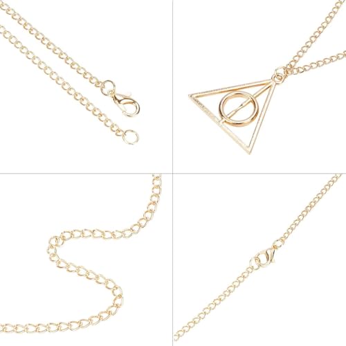 ZIBUYU® 2PC Deathly Hallow Necklace for Men and Women Stylish Fashion Deathly Hallow Pendant for Boy, Rotatable Design Halloween Costume Accessory for Women and Men
