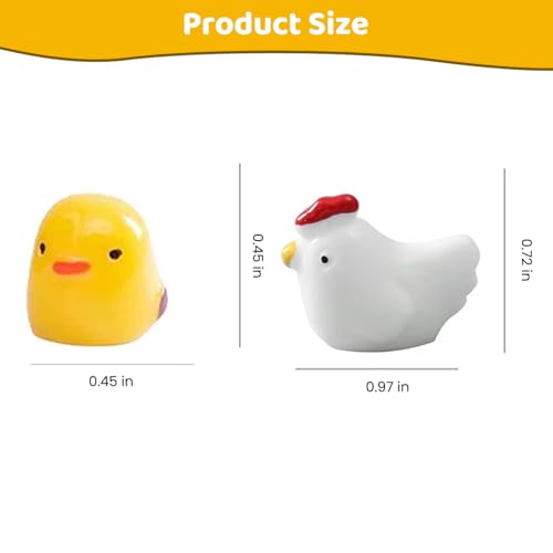 STHIRA® 18PCS Cartoon Car Charm Set Miniature Dashboard 0.4 Inch Cute Mini Resin White Hen 5 Yellow Chicks Adhesive Upholstery Versatile Home Desk Decor