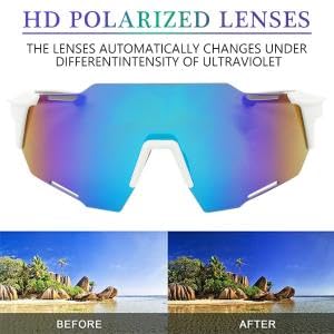 PALAY Sports Sunglasses Biking Sunglasses UV Protection Riding Polarized Sunglasses with Case Motorcycle Windproof Sunglasses Unisex Sports Sunglasses for Biking, Marathon, Motorcycling