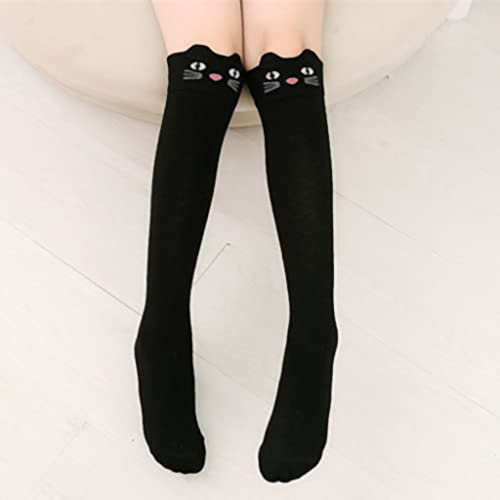 ZIBUYU Girls Cotton Knee High Socks Cute Kitty Winter Warm Long Socks for Girl Christmas Gift for Girls 3-12 Years Old Boot Socks, One Pair