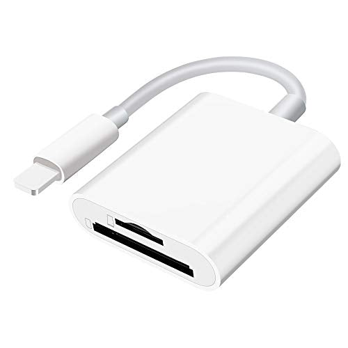Verilux SD Card Reader for iPhone iPad, Dual Card Slot Memory Card Reader Supports SD and TF Card 2 in 1 TF Card/Micro SD Card Reader iPhone for Plug and Play Card Reader for iPhone