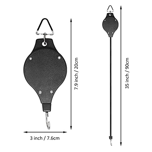 HASTHIP 2Pcs Hooks for Hanging Plants, Retractable Plant Hanger Easy Reach Hanging Flower Basket, Plant Hook Pulley for Garden Baskets Pots and Birds Feeder