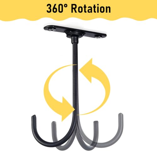 HASTHIP J-Shaped Banana Hook Under Cabinet Hanger, Multi Purpose Wall Hook 360 Degree Rotating Banana Hook Saves Countertop Space Pre-drilled Screw Holes