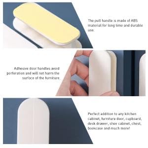 Supvox 6Pcs Self-Stick Instant Cabinet Drawer-Humanity Handle Helper Auxiliary For Kitchen Hotel Office Knobs Window Sliding Door-Wardrobe Self-Stick Push Pull Helper Stick-On (White)
