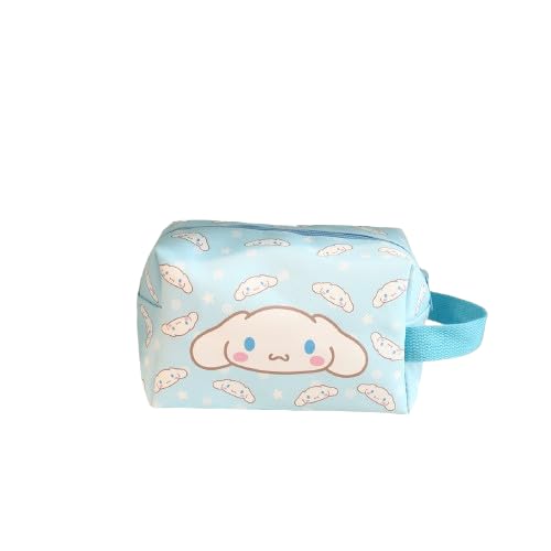 MAYCREATE Small Makeup Pouch, Kawaii Makeup Bag, Cartoon Cosmetic Bags for Women Girls, PU Leather Cosmetic Pouch, Cute Cinnamoroll Travel Toiletry Bag Office School Stationeries Pouch with Handstrap