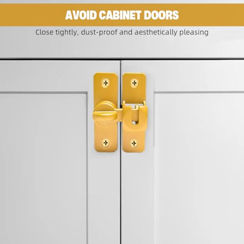 HASTHIP® Door Latch Lock 90° 180° Gate Rugged Aluminum Alloy No Drill for Door Closet Cabinet with Screw Packs Installation Accessories 2 PCS