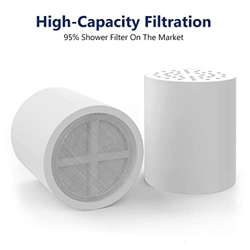 HASTHIP 2Pcs Replacement Water Filter Cartridge, 15-Layer Shower Head Filter Hard Water Filter, Reduces Chemicals & Chlorine, Remove Hard Water Impurities, Heavy Metal, Cartridge Only (White)