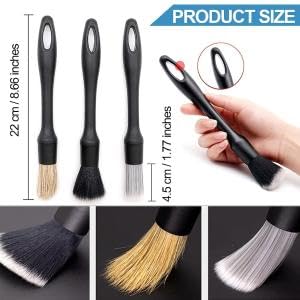 STHIRA® 9PCS Car Cleaning Brush Detailing Set with Box Duster Chain Soft Bristle for Interior Dashboard Wheel Window Keyboard Air Conditioner Gap