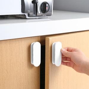 Supvox 6Pcs Self-Stick Instant Cabinet Drawer-Humanity Handle Helper Auxiliary For Kitchen Hotel Office Knobs Window Sliding Door-Wardrobe Self-Stick Push Pull Helper Stick-On (White)