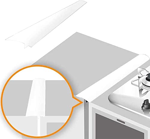 ZIBUYU Silicone Stove Gap Covers, 21'' Heat Resistant Silicone Stove Counter Guard Cabinet Gap Filler Seal the gap between Oven Kitchen Cabinet and Stove Countertop, White