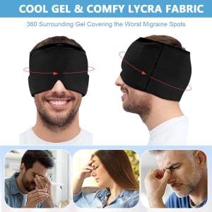 PALAY Black Sleeping Soft Eye Mask To relief stress and Headache with cool Gel for Men and Women