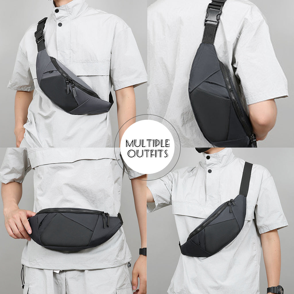 ZIBUYU Waist Bag for Man, Compact and Fashionable Waterproof Crossbody Sling Bag with Versatile Carrying Options, Adjustable Nylon Belt for Urban and Outdoor Use, Casual or Office Commutes, 22x14cm