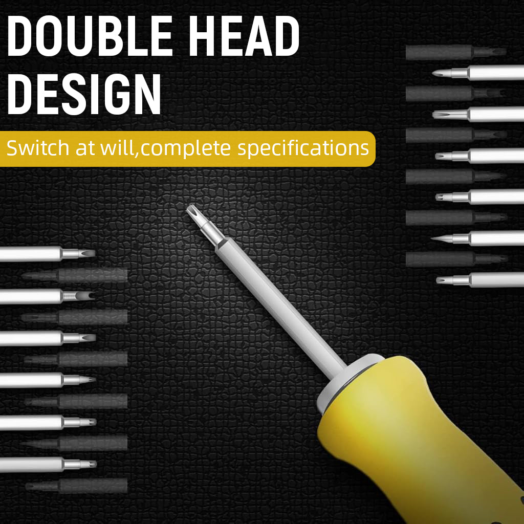 Serplex 12-in-1 Mini Screwdrivers Set, Small Screwdriver Tool Kit with 6pcs Dual End Dual End Driver Bits, 12 Different Screw Types Detachable Handle Design Alloy Steel Multipurpose Screwdriver Kit