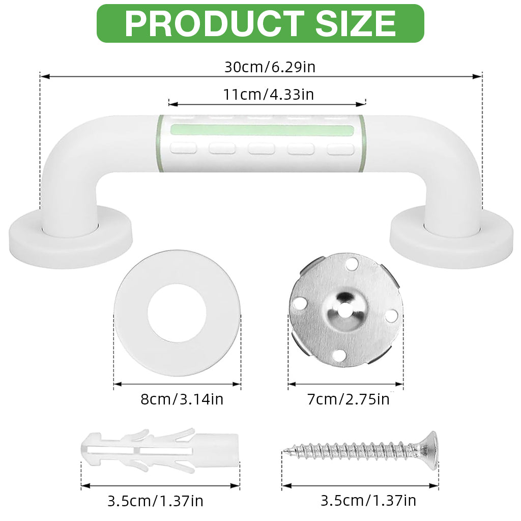 HANNEA Safety Grab Bar for Bathroom Glow-in-the-dark Handrail 11.8 inches Stainless Steel Grab Bar for Elders, Pregnant Women, Anti-slip Safety Secure Wall Mounted Grab Bar for Bathroom, Toilet