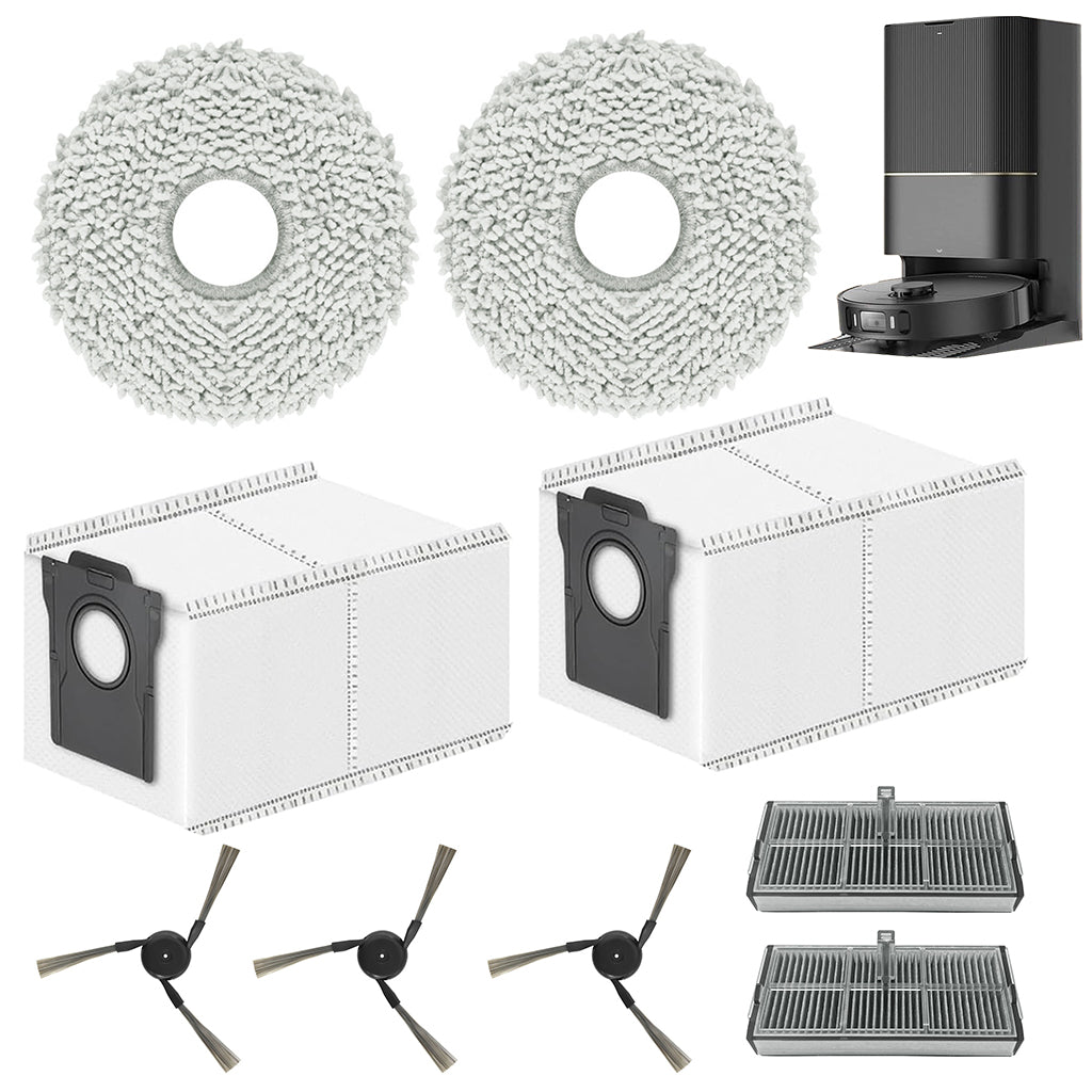 HASTHIP 9PCS Replenishment Kit, Replacement Accessories for Drea*me X40 Ultra/ L40 Ultra, Replacement Parts including 3 Side Brushes, 2 Filters, 2 Dust Bags, 2 Microfiber Mop Cloth - Cleaning Tools