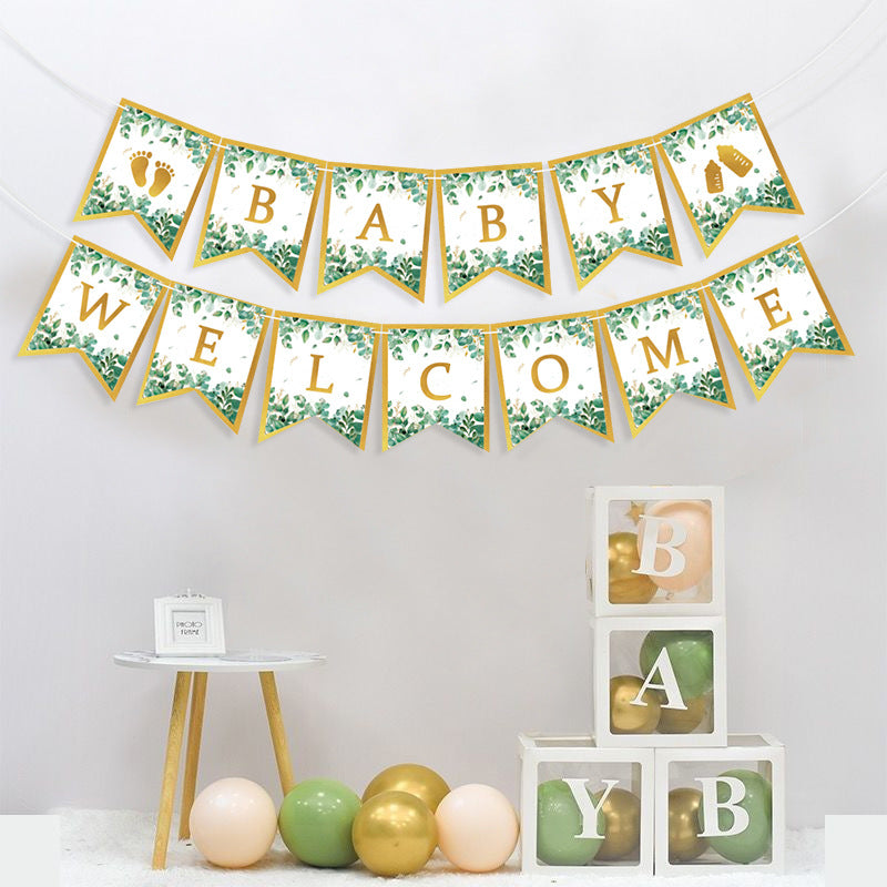 PATPAT Welcome Baby Decoration, Welcome Baby Girl Decoration Kit and Welcome Baby Boy Baby Shower Party Wall Decor Party Decorations - Golden Letter-Printing Baby Welcome Home Decoration Kit