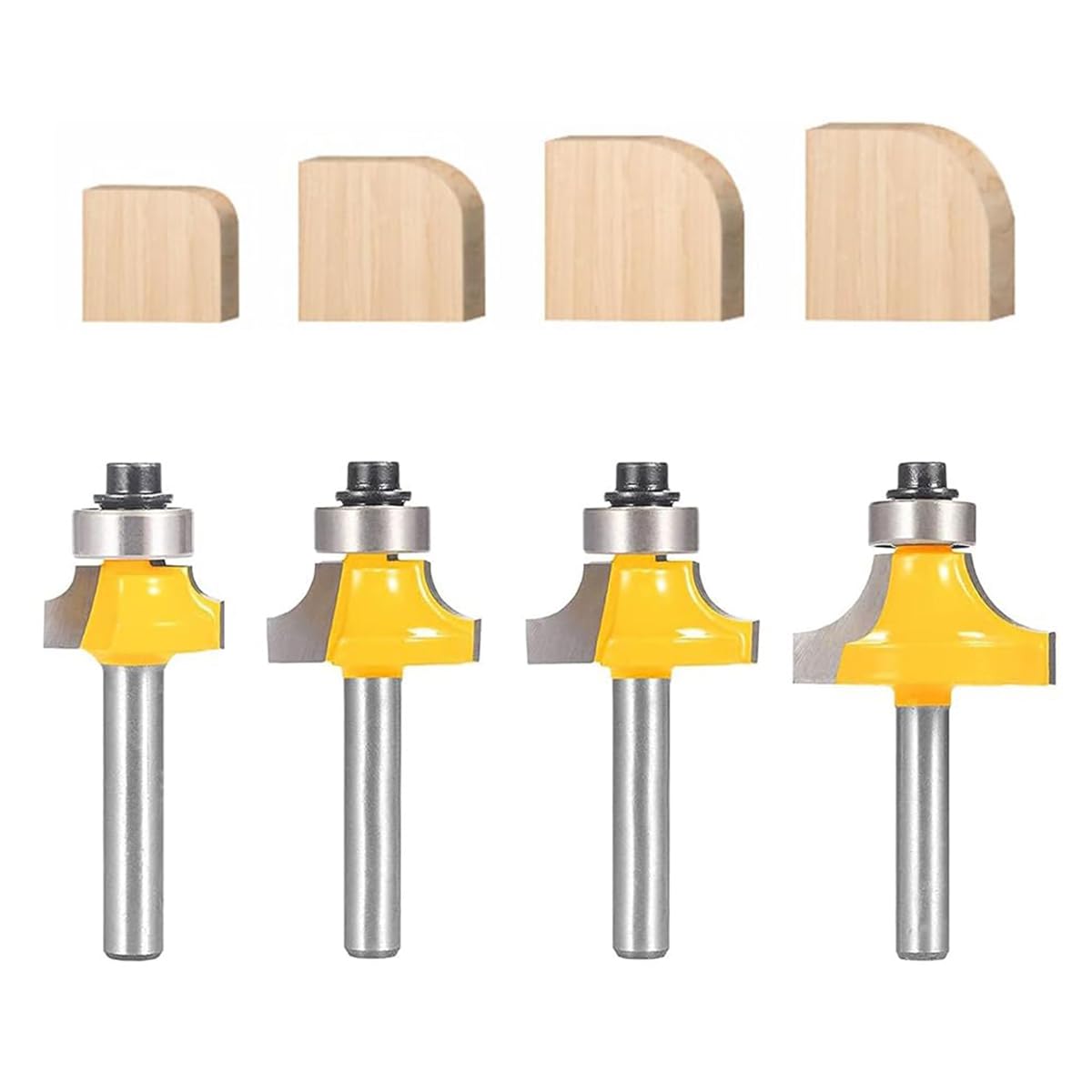 Serplex 4pcs Roundover Router Bit Set, Router Bits For Wood, 6mm Shank, Radius in 1/8