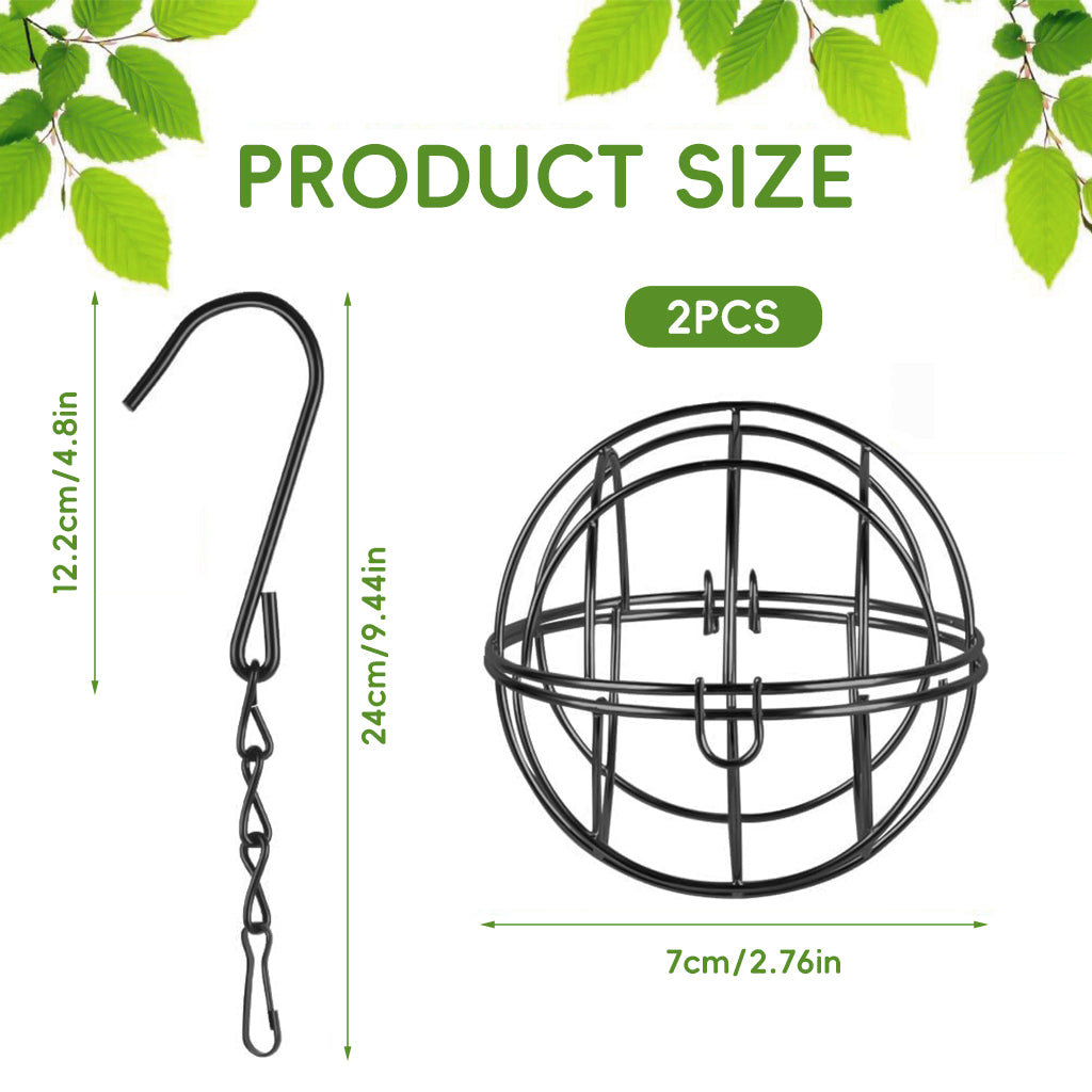 Qpets Metal Wire Ball-shaped Bird Feeder for Insects & Nuts Suet Balls Hanging Wire Ball-shaped Bird Feeder for Tree, Balcony, Garden