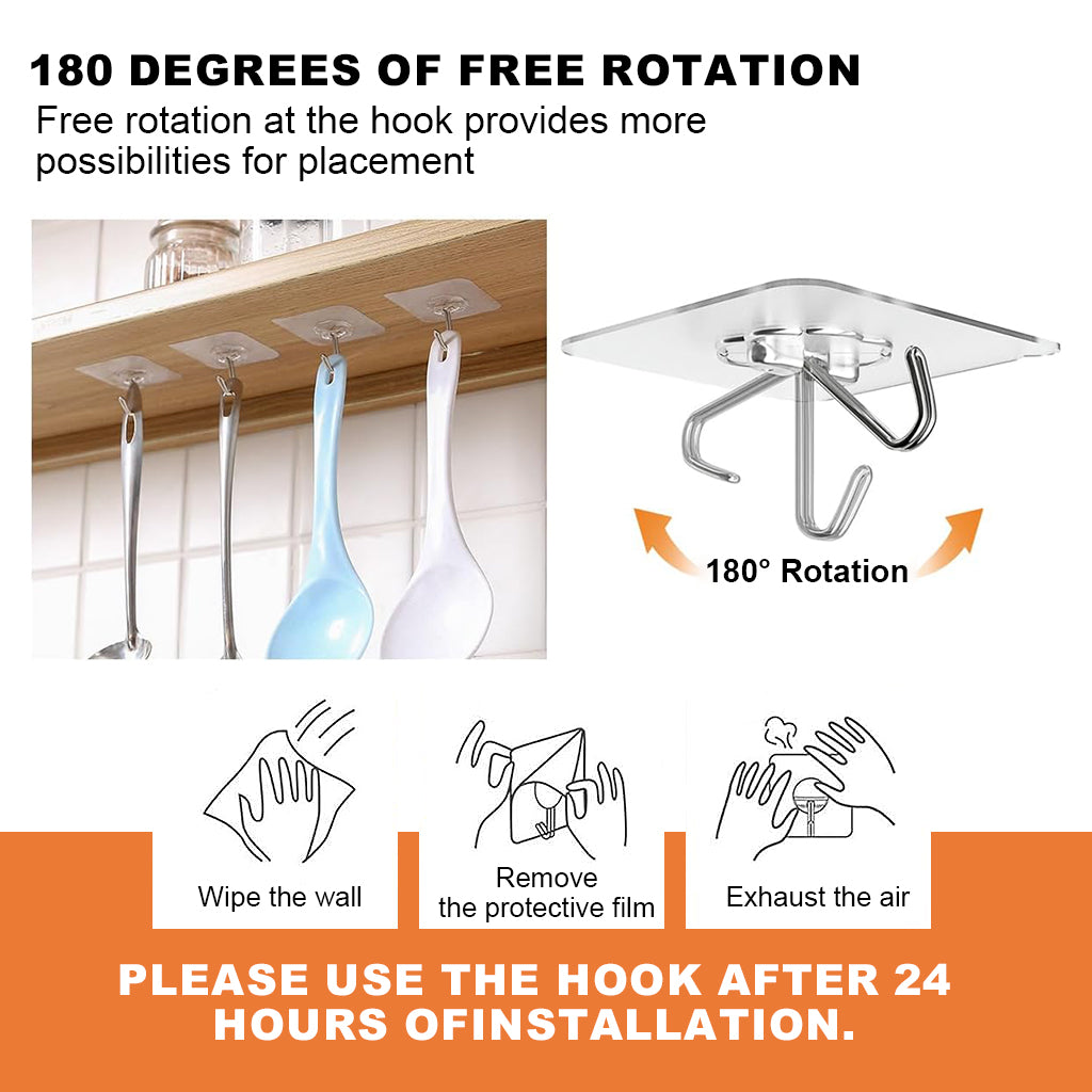 HASTHIP 10Pcs Wall Hooks Strong Acrylic Backing Glue Wall Hooks Self-Adhesive Wall Hooks for Bathroom, Kitchen Waterproof Ultra Adhesive Wall Hooks