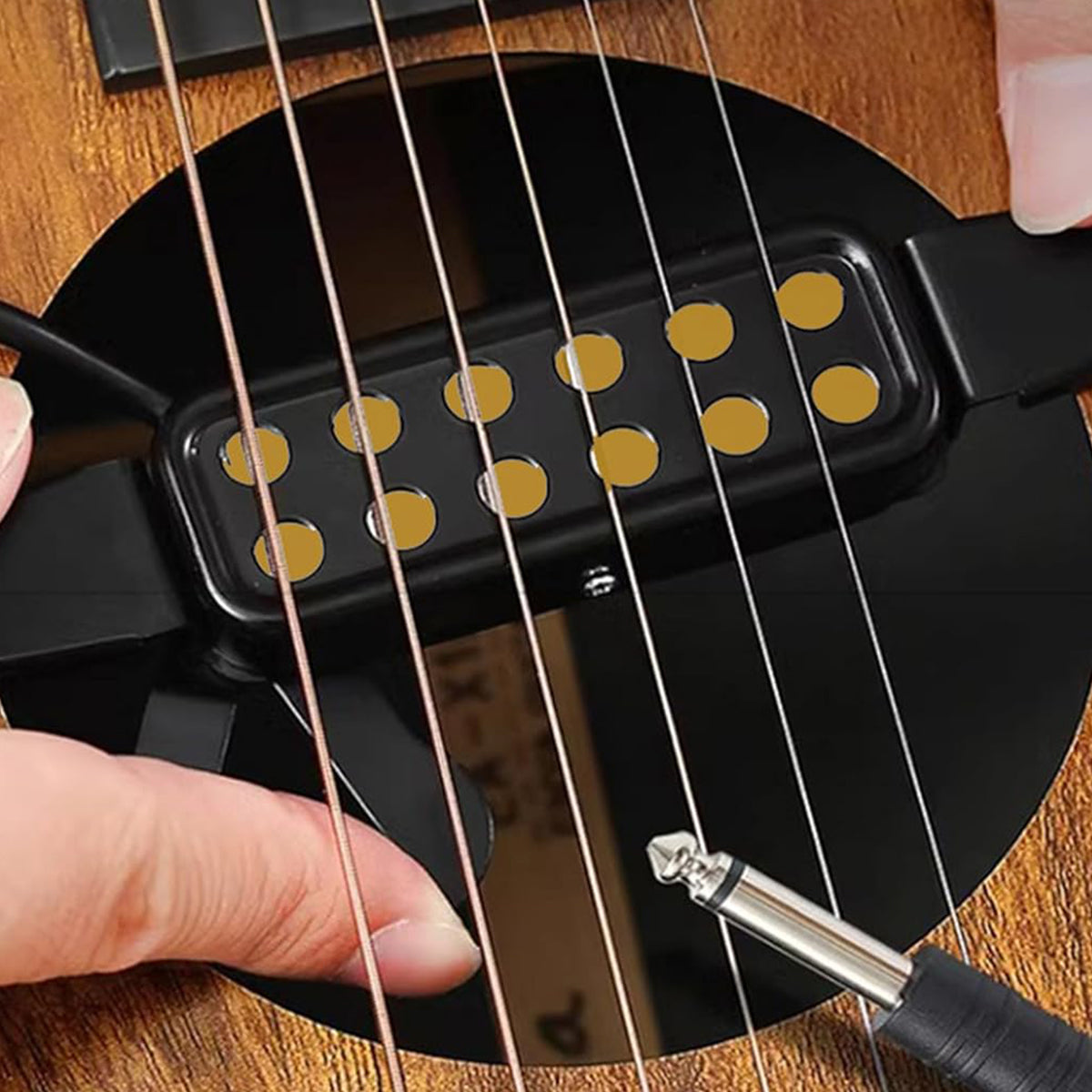 HASTHIP® Guitar Pickup 12 Pole Pieces Design Guitar Pickup Clip-On Guitar Pickup with Tone & Volume Control Acoustic Guitar Pickup Device Plug and Go Electric Transducer Guitar Pickup, 10Ft Cable