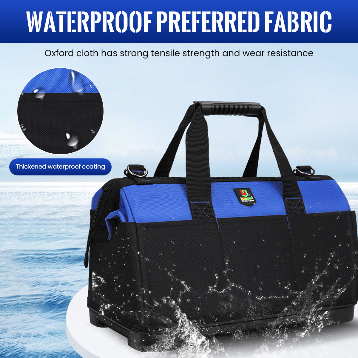 Serplex Tool Bag Travel Tool Bag 19'' Tools Organizer Bag Waterproof Oxford Cloth Tool Handbag Enhanced Wear-resistant Base Design Portable Hardware Tool Bag Organizer for Electricians, Plumbers